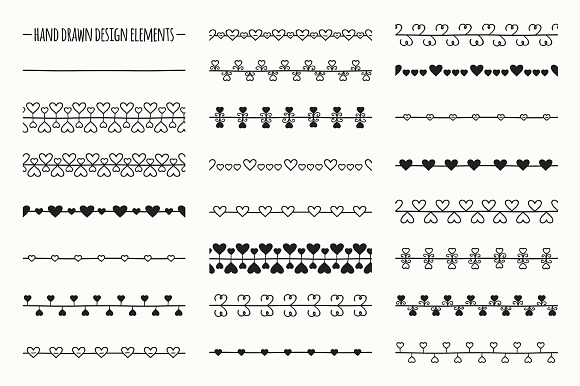 Doodle Brushes. Heart Tribal Borders in Illustrations - product preview 1
