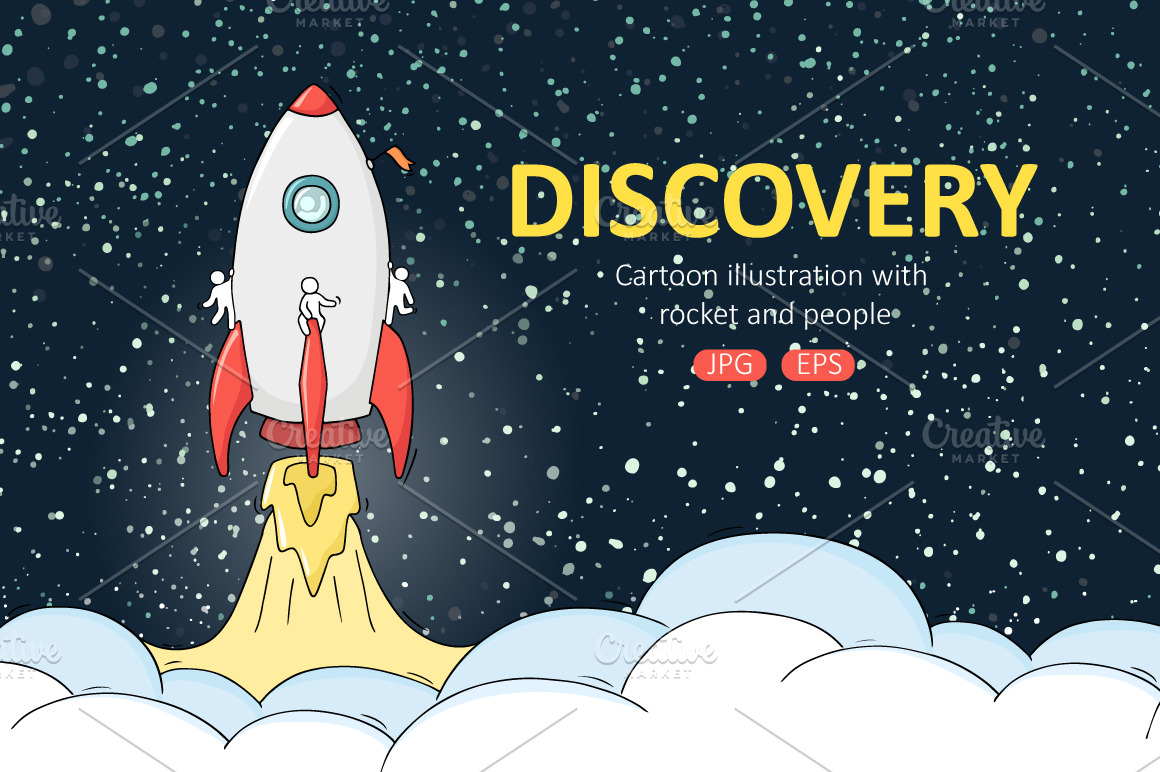 Cartoon rocket launch ~ Illustrations ~ Creative Market