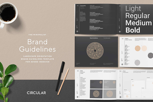 Download Free The Minimalist Brand Guidelines Psd Template PSD Mockups.