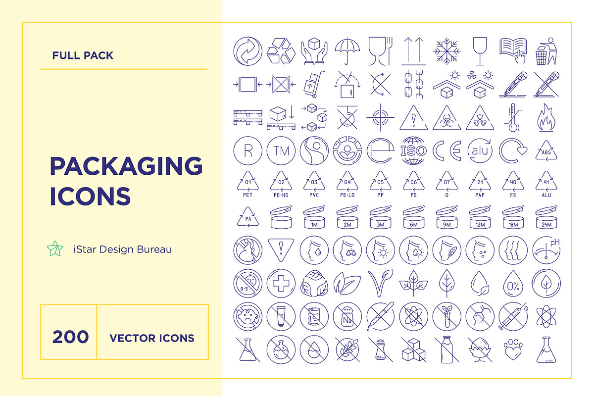 Packaging Symbols – Icons Set in Safety Icons - product preview 2