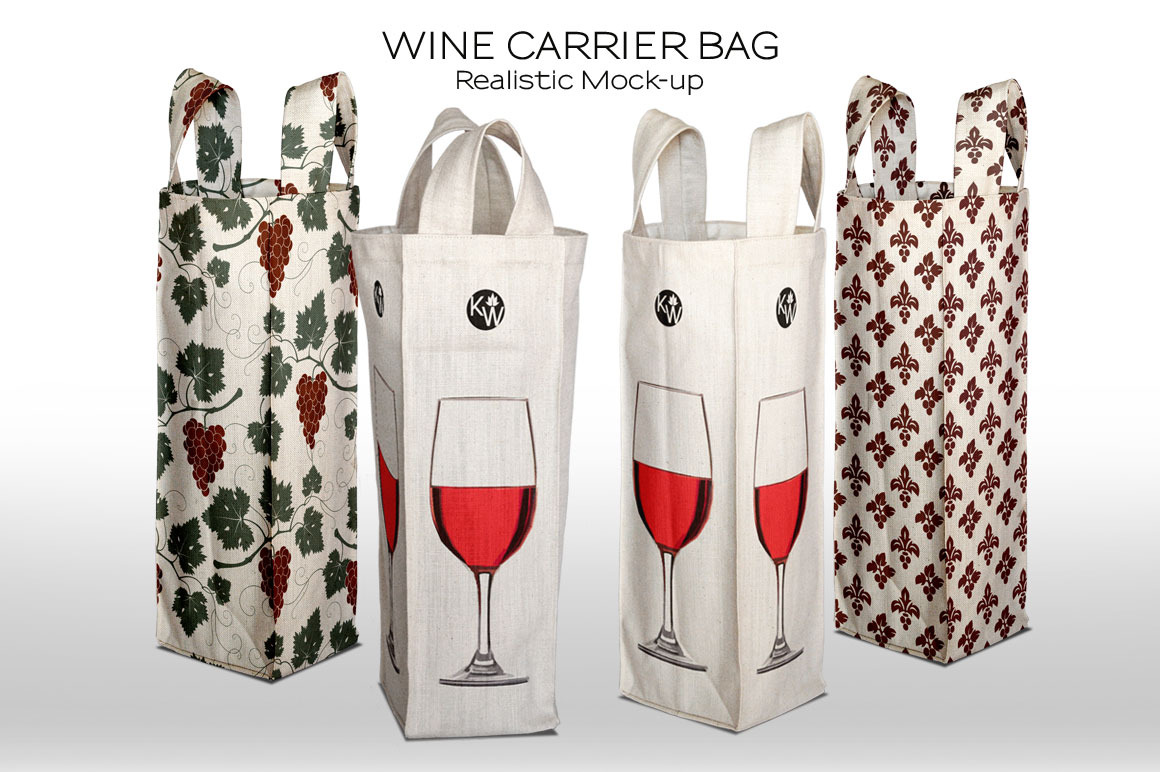 Download Wine Bottle Fabric Carry Bag ~ Product Mockups ~ Creative ...