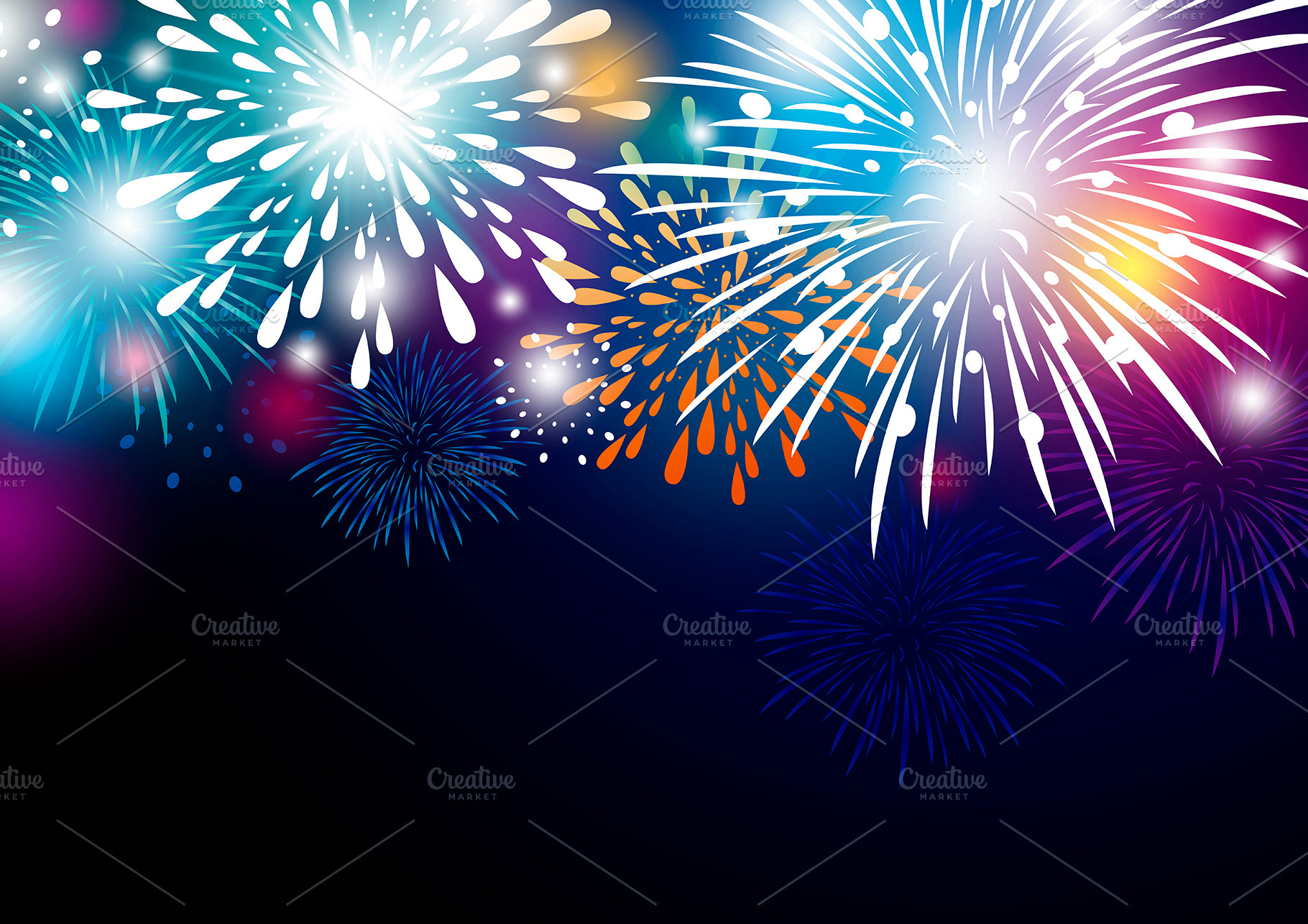 Colorful fireworks background design ~ Illustrations ...