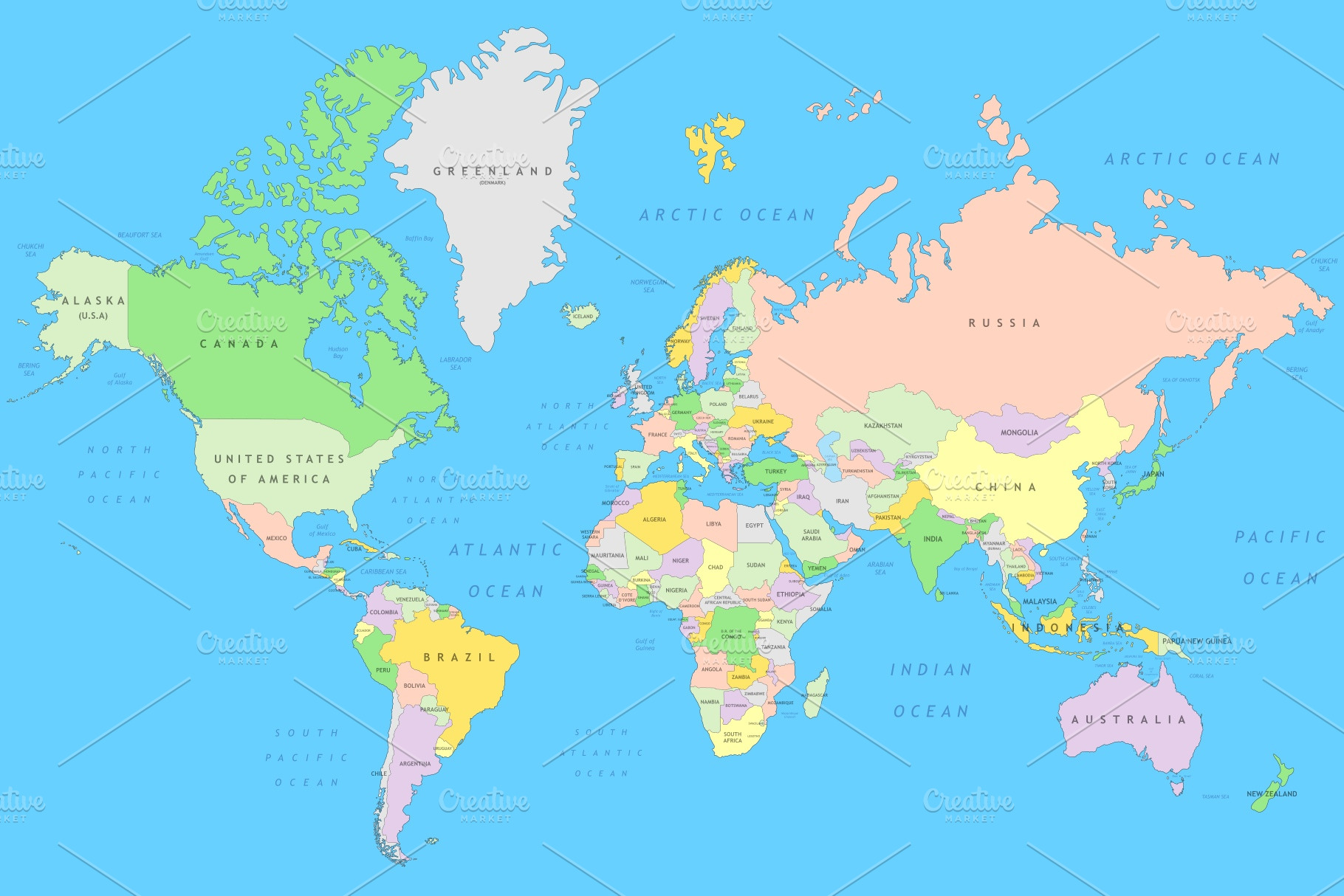 Political world map ~ Illustrations ~ Creative Market
