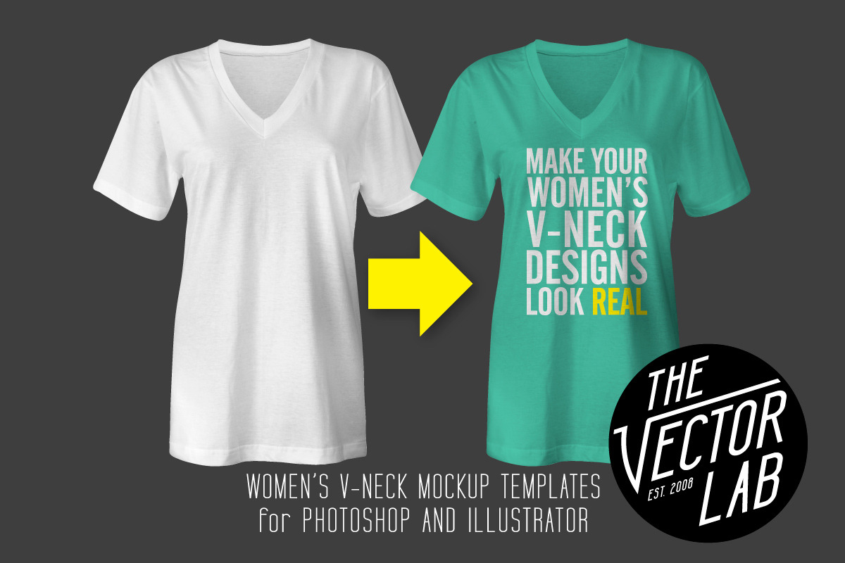 Download Women's V-Neck Mockup Templates ~ Product Mockups ...