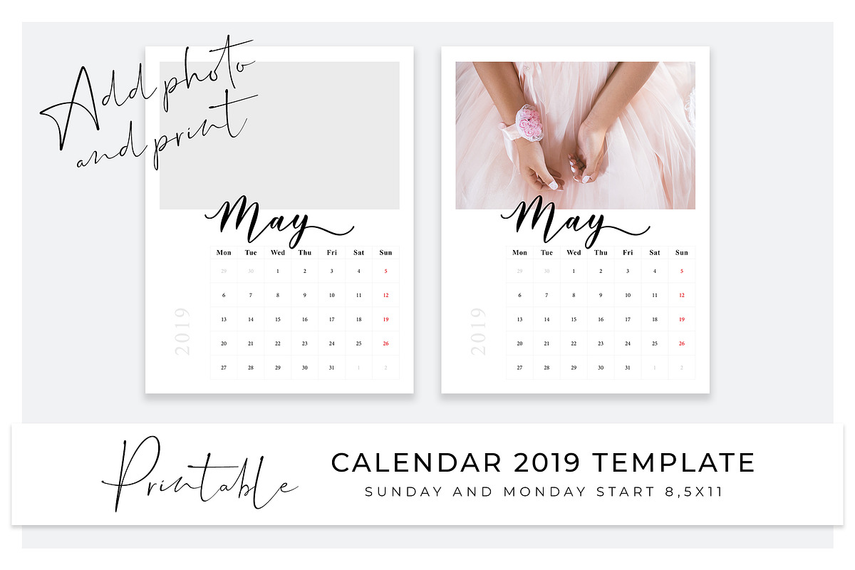 Photo calendar 2019 template in Card Templates