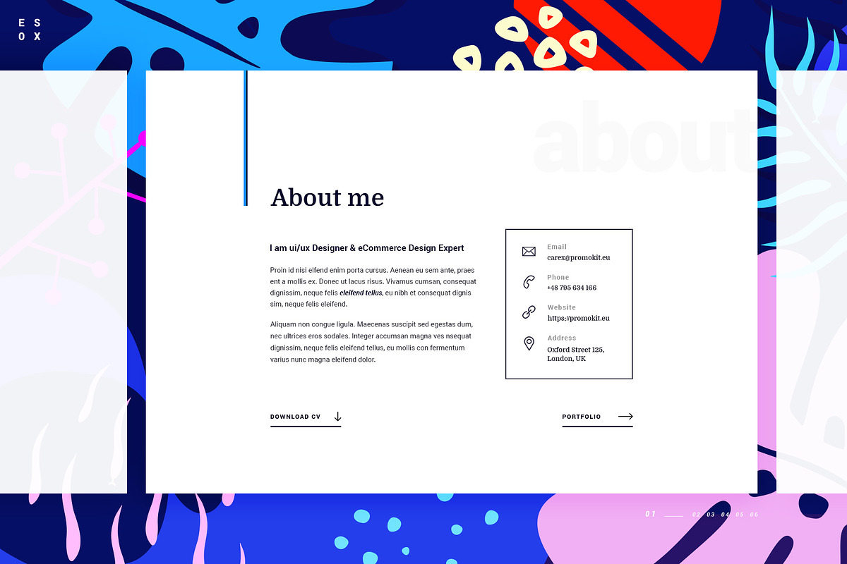 Esox - CV / Resume / vCard - PSD in Website Templates - product preview 2