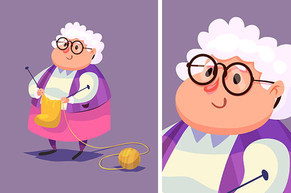 Funny old woman character. Isolated ~ Illustrations ...