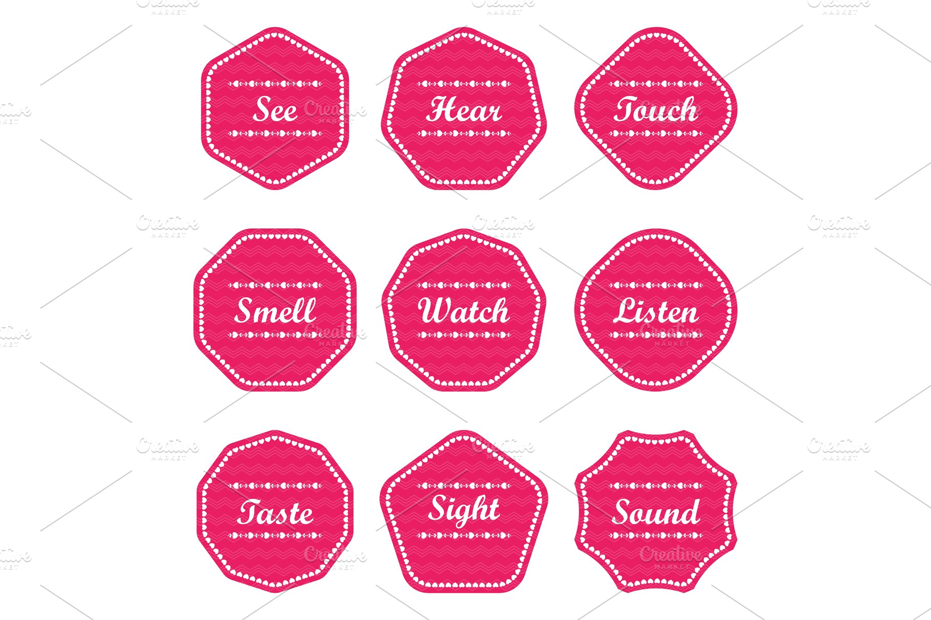 five-senses-gift-tags-and-card-flat-illustrations-creative-market