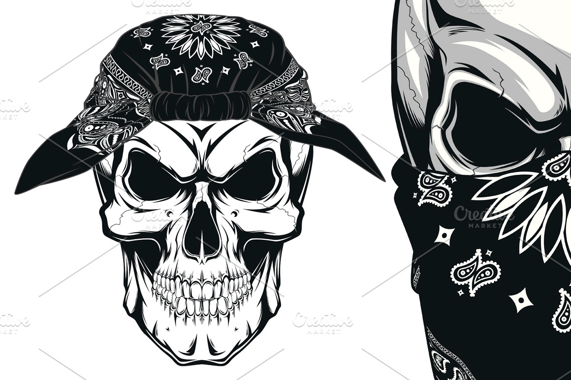 Skull bandana ~ Illustrations ~ Creative Market