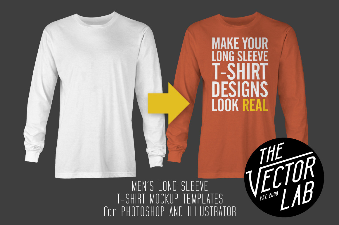 Download Long Sleeve T-Shirt Mockup Templates ~ Product Mockups ~ Creative Market