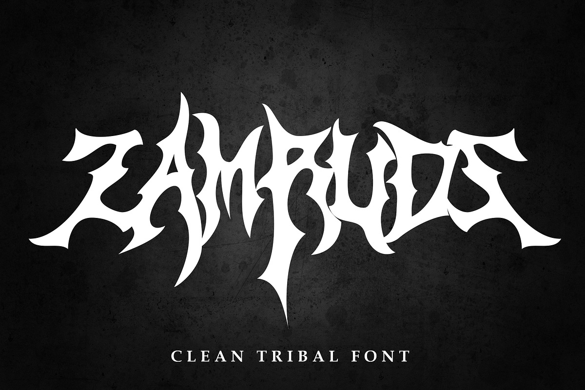 ZAMRUDS - Tribal Deathmetal Font in Blackletter Fonts