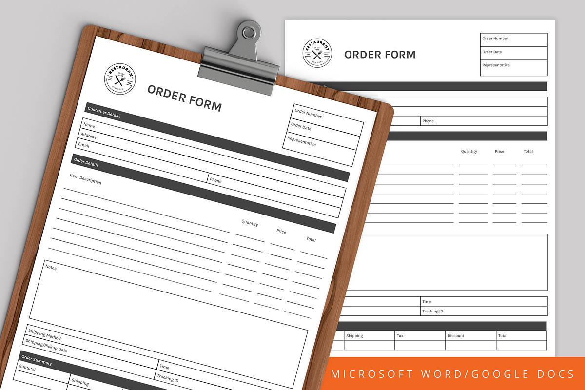 Order Form Template in Brochure Templates
