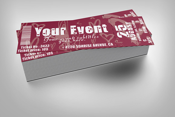 Romantic event ticket in Invitation Templates - product preview 1