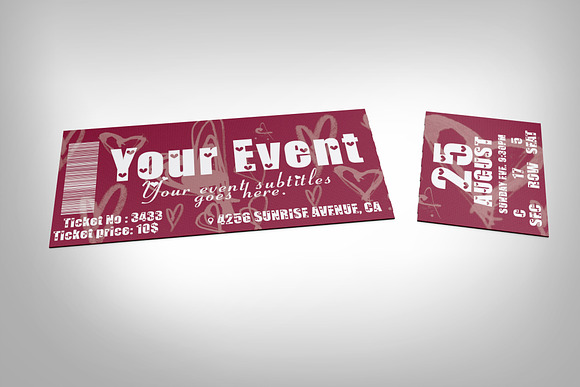 Romantic event ticket in Invitation Templates - product preview 2