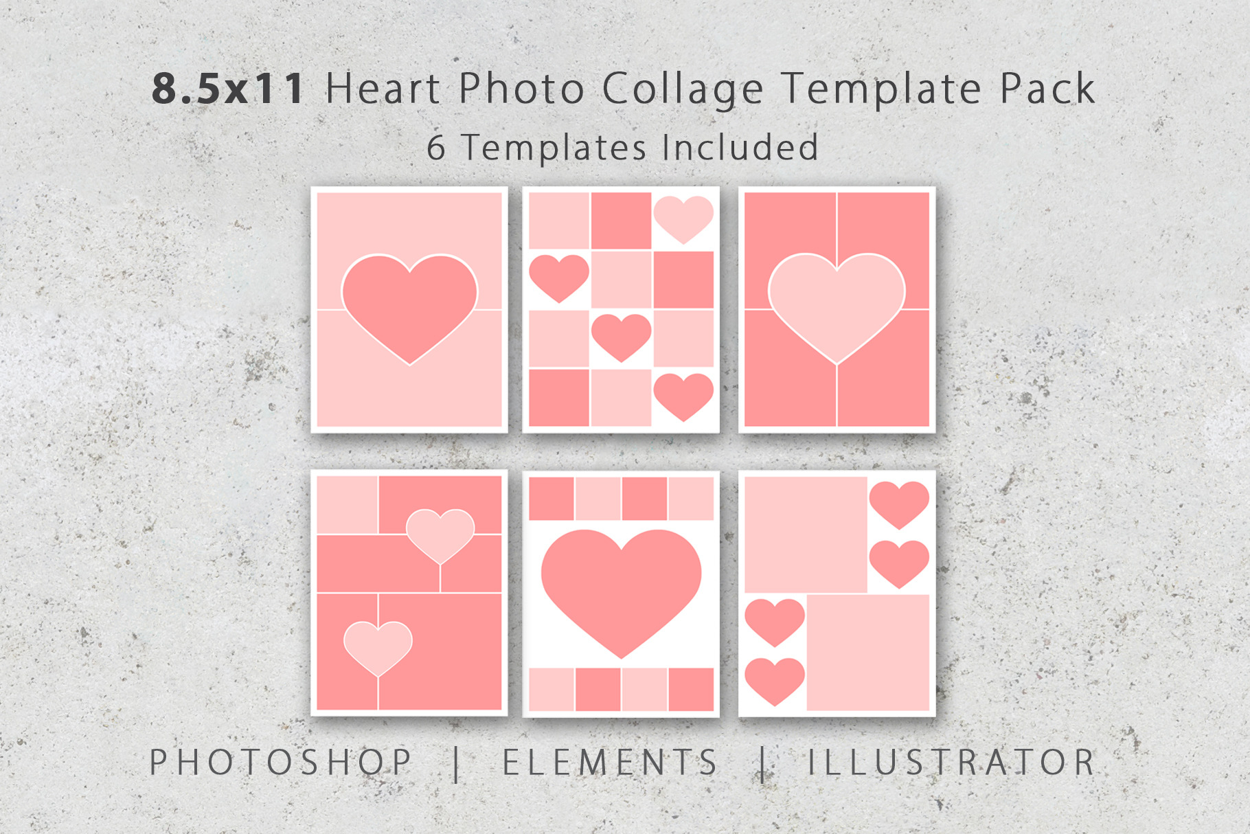 8.5x11 Heart Collage Photo Templates Templates Creative Market