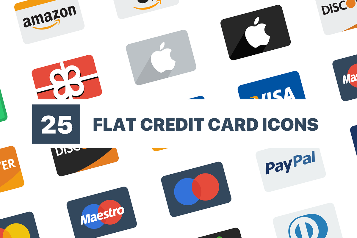 Flat Credit Card Icons in Flat Icons