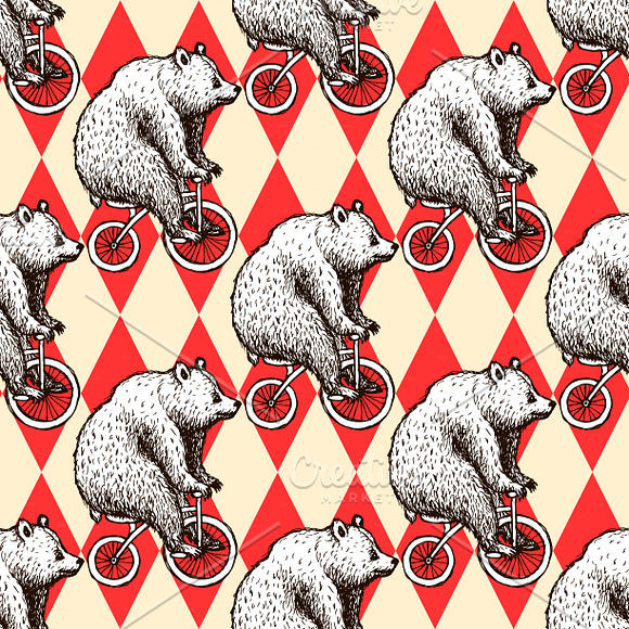 Sketch bear on a bike in Patterns