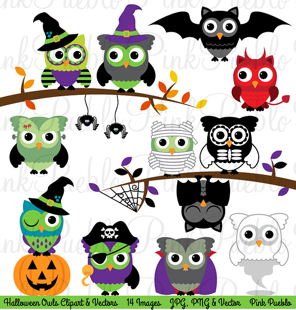 Happy Halloween Owl Clipart & Vector ~ Illustrations ...