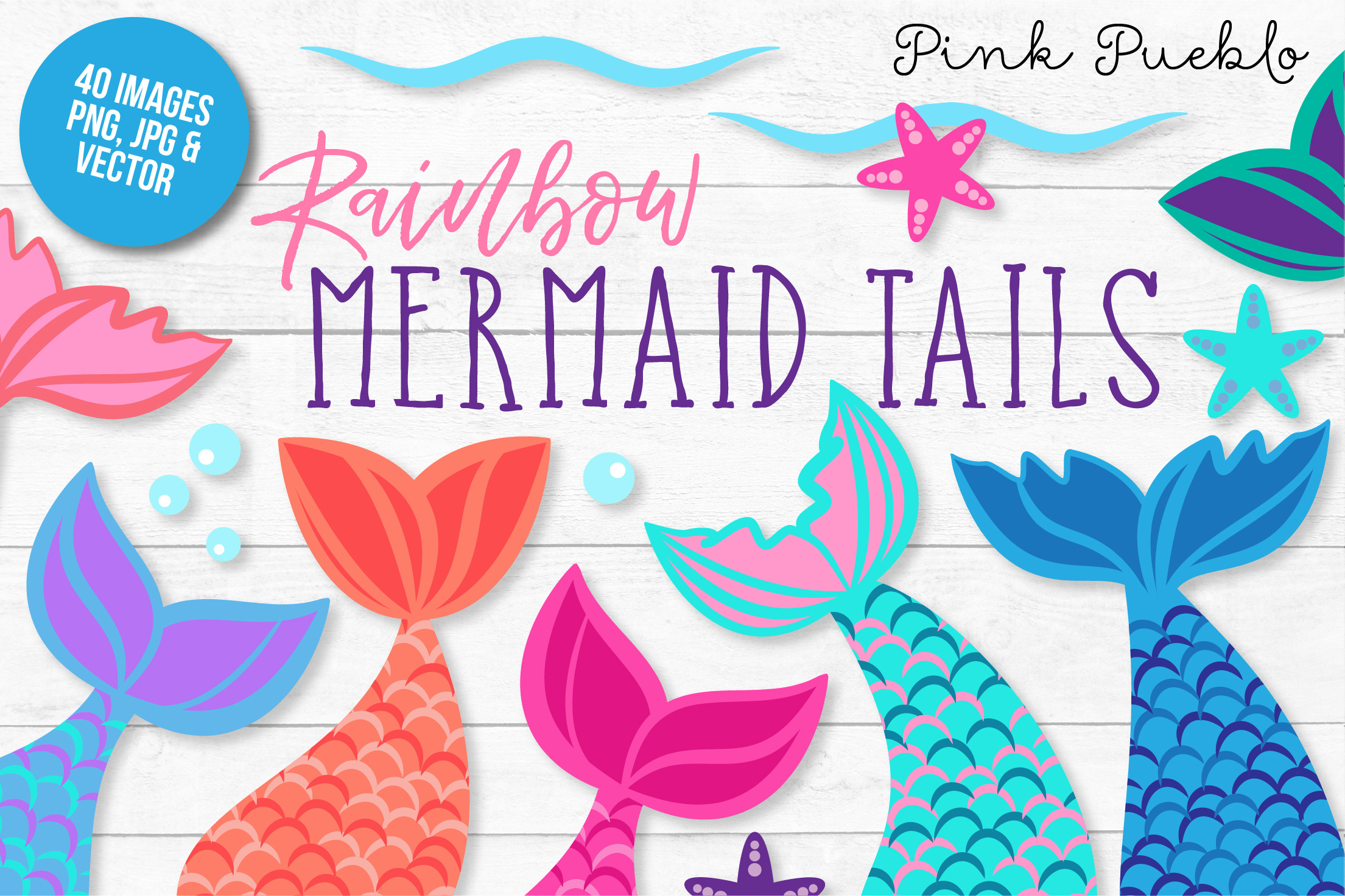 Mermaid Tail Clipart and Vectors ~ Illustrations ...