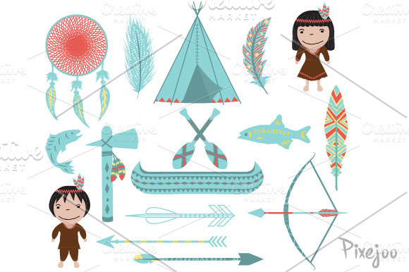 16 Native American Cliparts in Illustrations