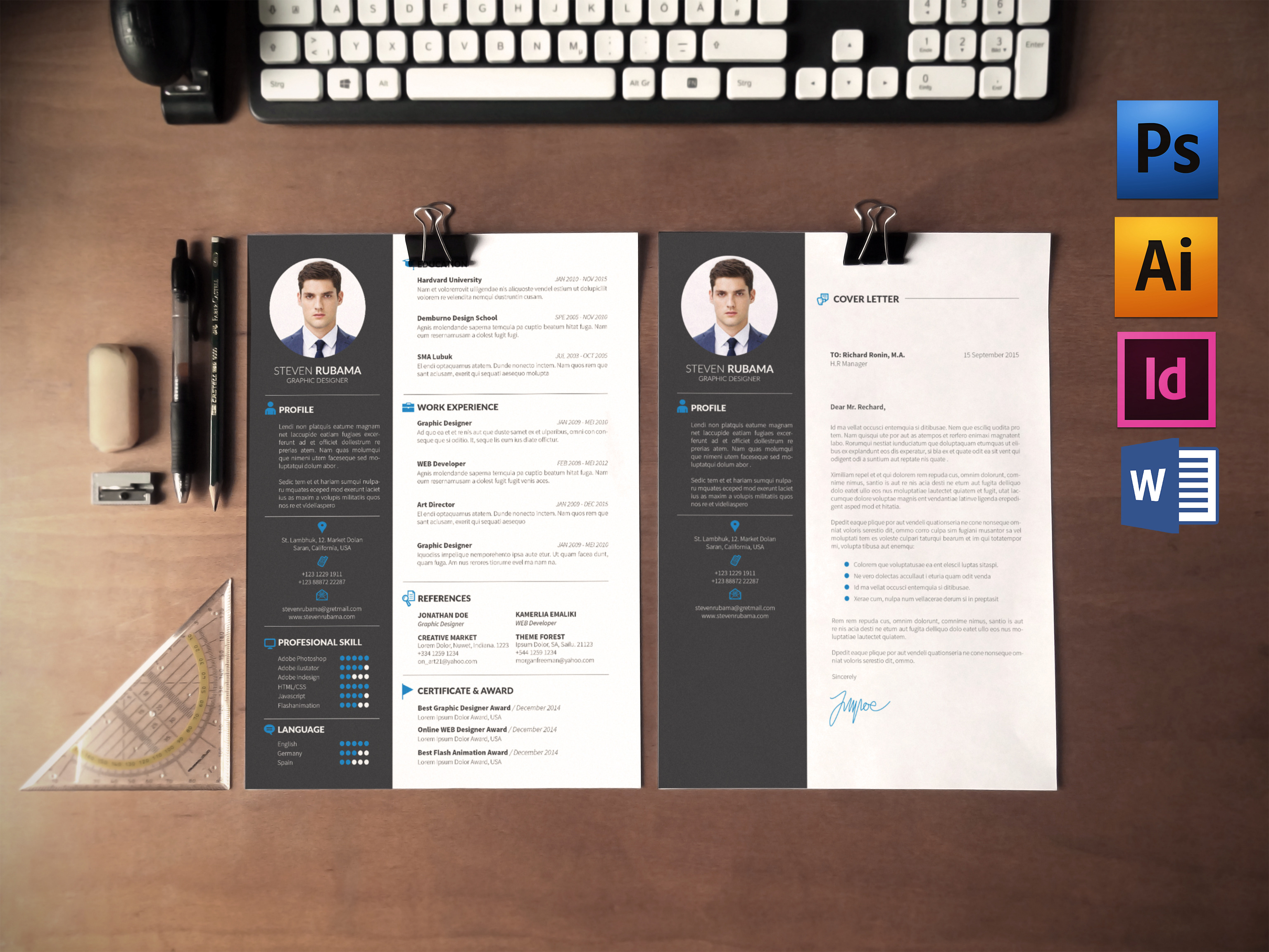 Resume/CV + Cover Letter ~ Resume Templates ~ Creative Market