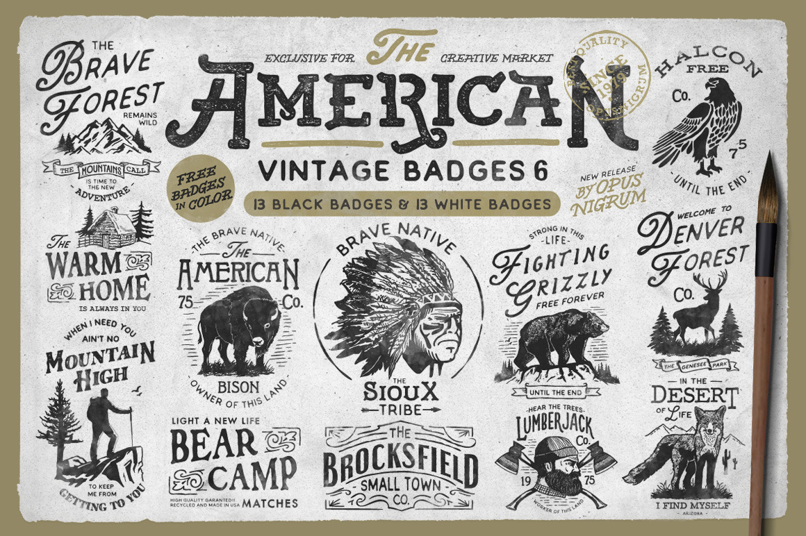 American Vintage Badges 6 ~ Logo Templates ~ Creative Market