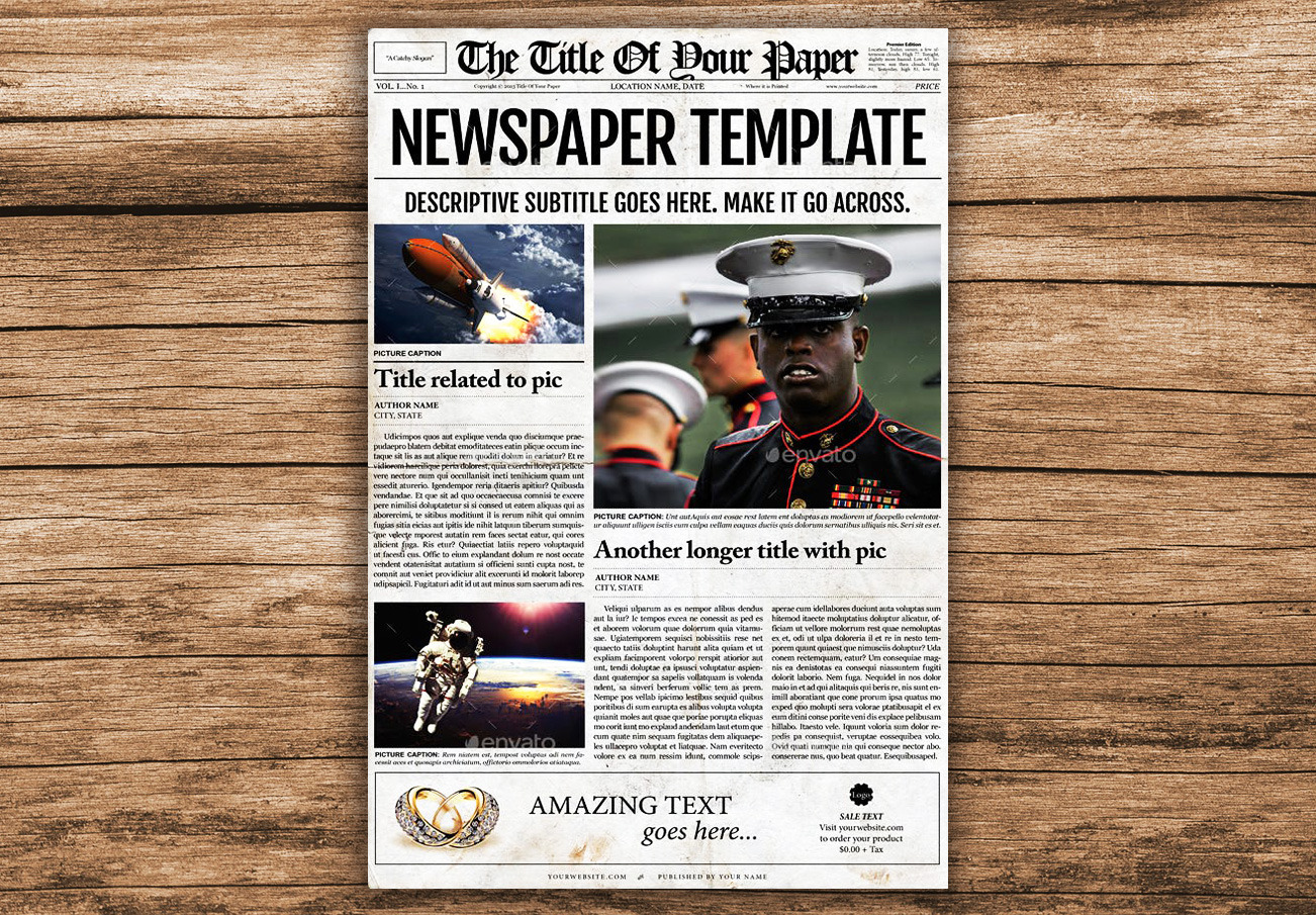 Old Style Newspaper Template Magazine Templates Creative Market