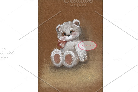 White teddy. Hand-drawn in Illustrations
