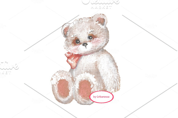 White teddy. Hand-drawn in Illustrations - product preview 1