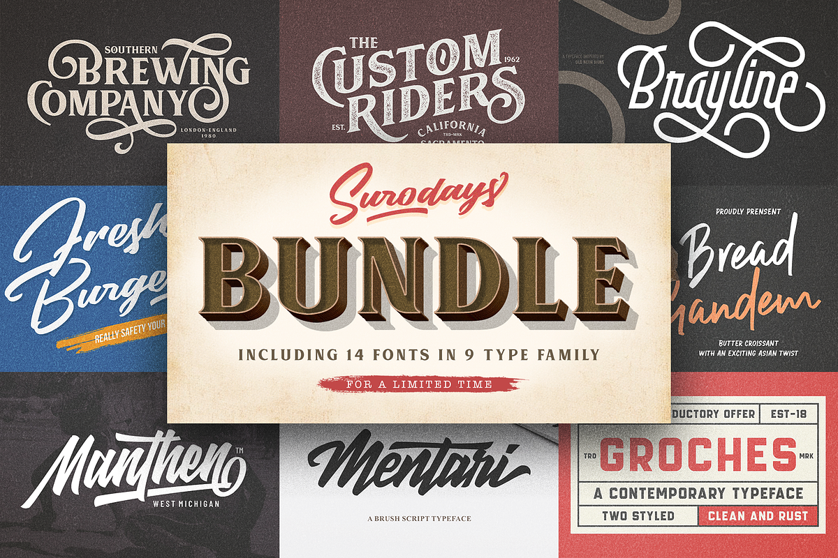 Surodays Bundle - Font Collection in Display Fonts