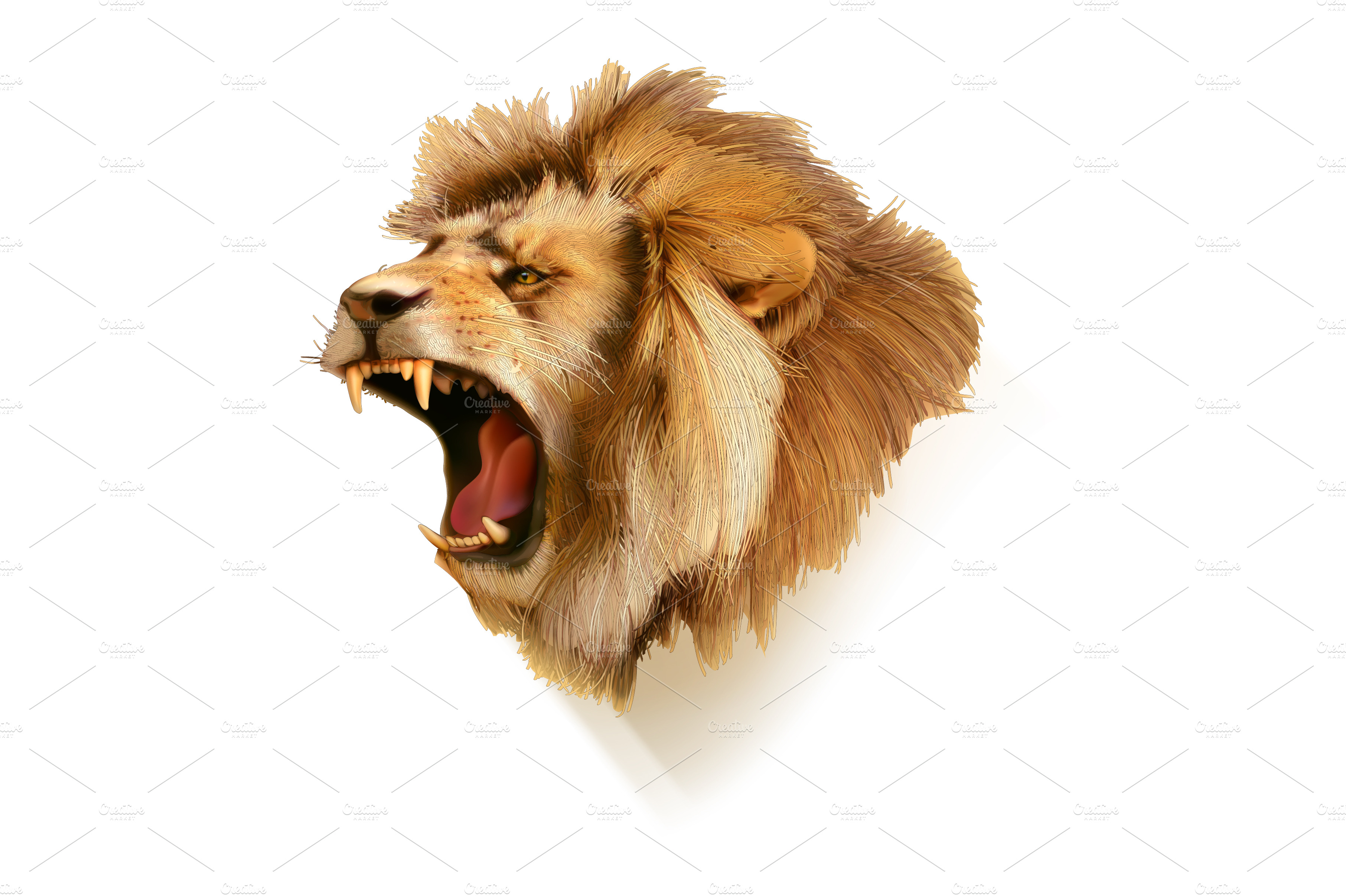 Roaring lion, vector icon ~ Icons ~ Creative Market