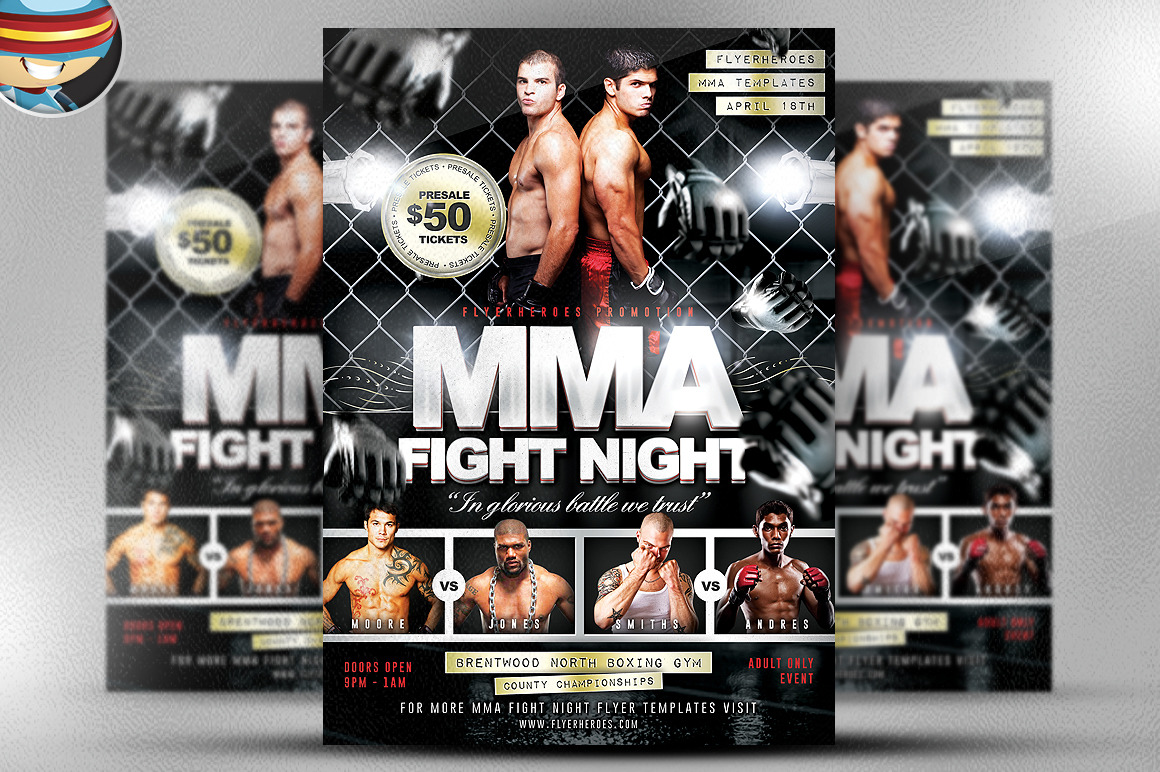 MMA Fight Night Flyer Template Flyer Templates Creative Market