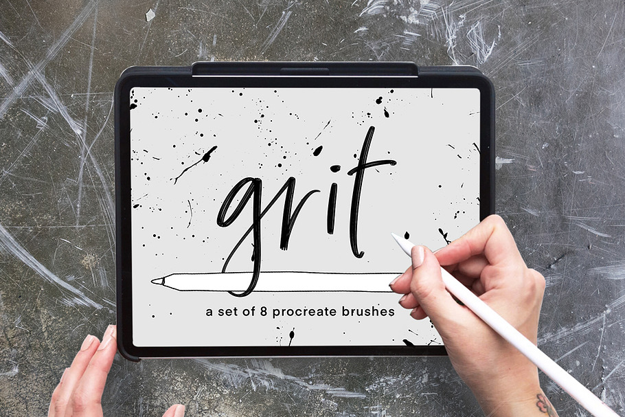 Grit - 8 Procreate Texture Brushes in Add-Ons