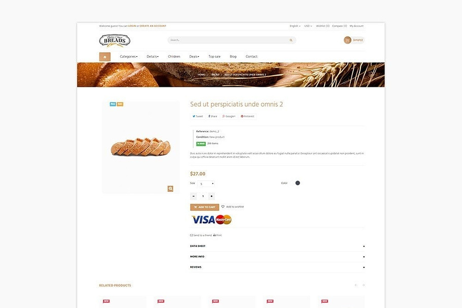 LEO BREAD PRESTASHOP THEME in Bootstrap Themes - product preview 2