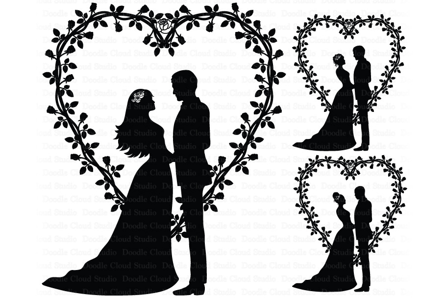 Download Wedding Heart, Bride and Groom SVG. ~ Illustrations ...