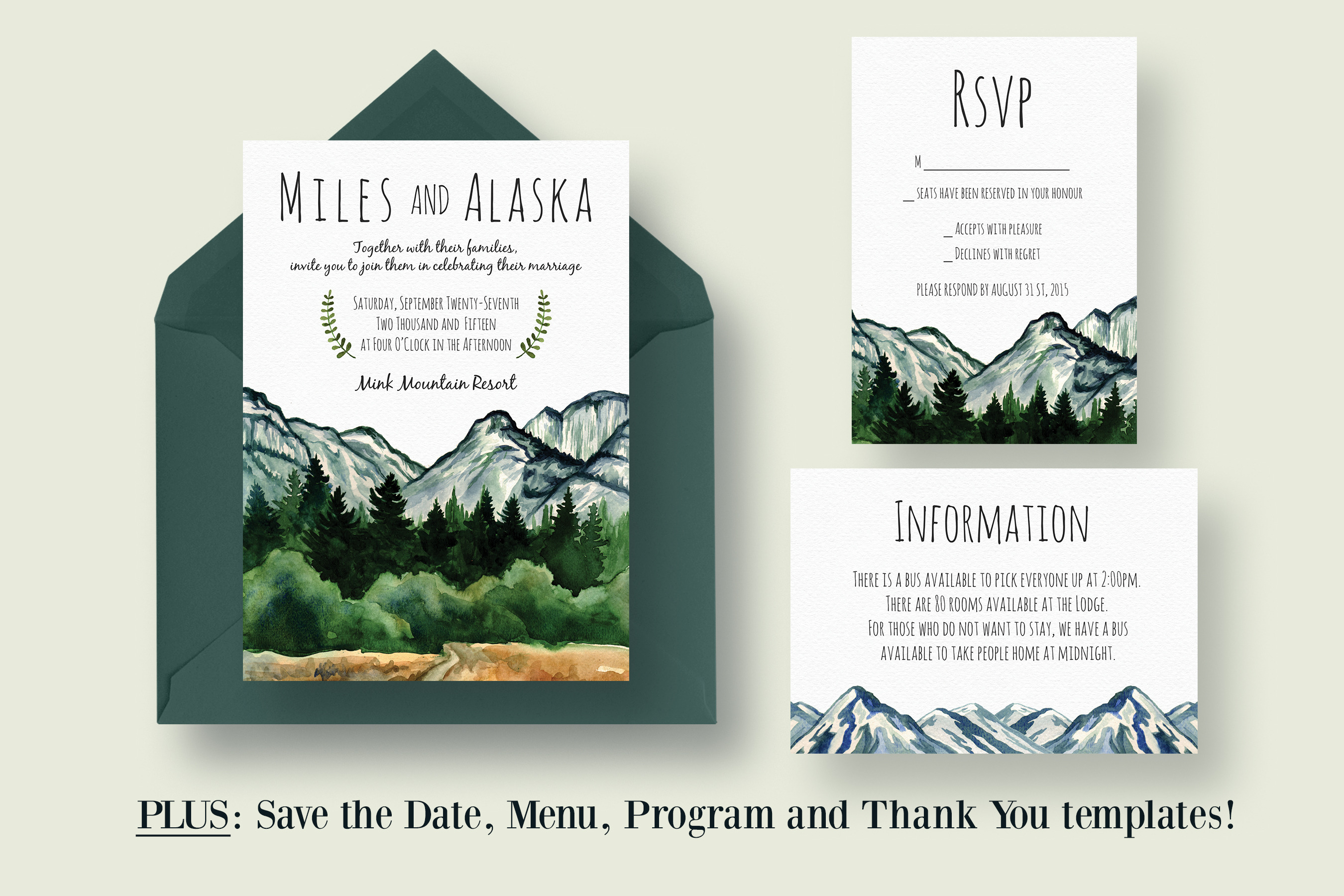 Mountain Wedding Invitation Suite Wedding Templates Creative Market