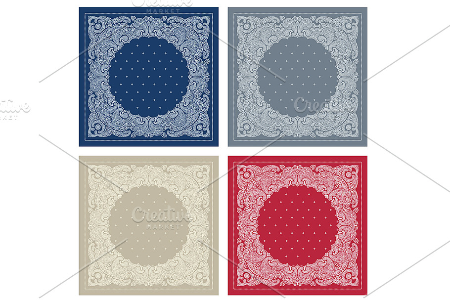 Bandanna print design set (vector) in Patterns - product preview 7
