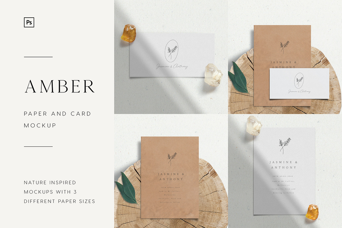 Paper and Card Natural Mockup in Invitation Templates