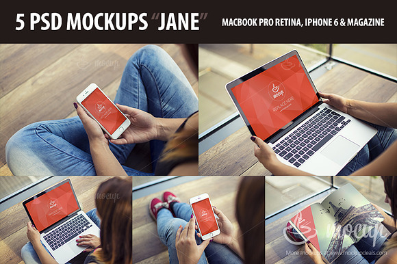 Free 5 PSD Premium Mockups Jane
