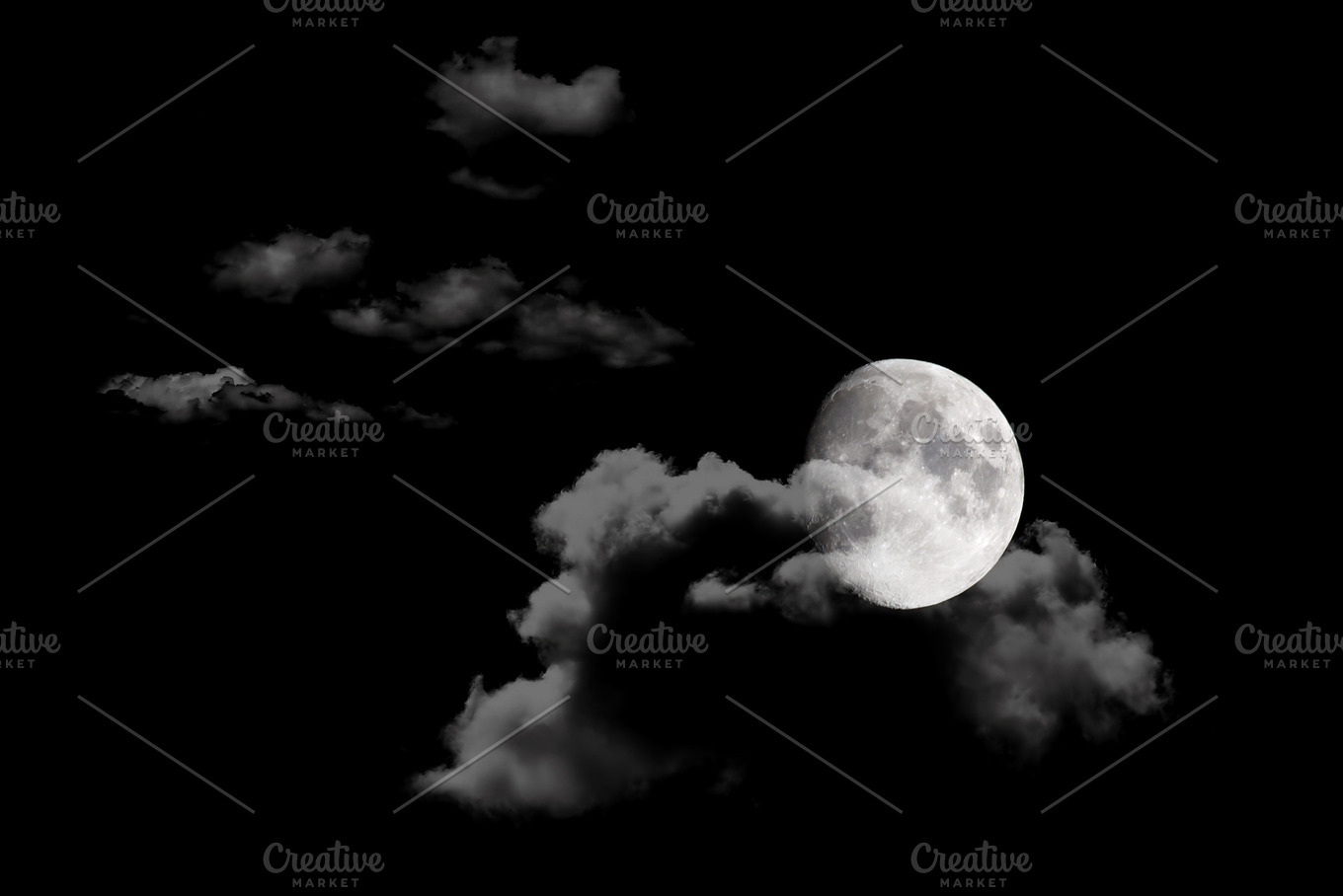 Moon In Night Sky Background Abstract Photos Creative Market