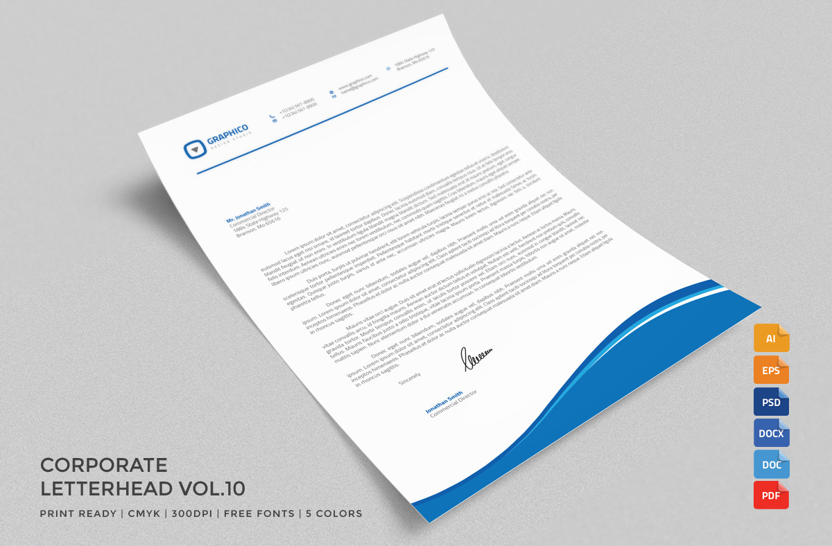 Corporate Letterhead 10 with MS Word ~ Stationery ...
