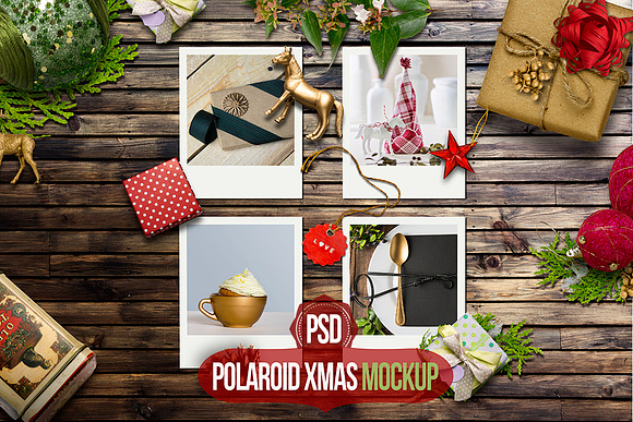 Download Polaroid Xmas mockup PSD ~ Product Mockups on Creative Market