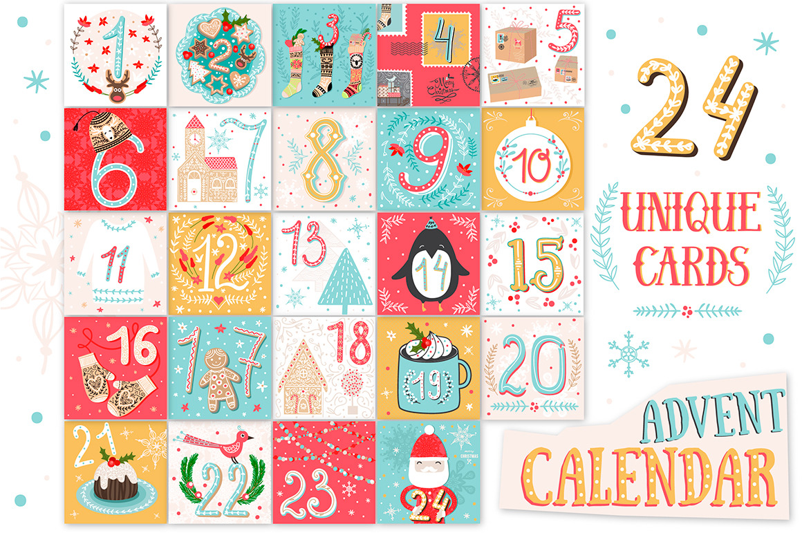 PRINTABLE Christmas Advent Calendar Illustrations Creative Market