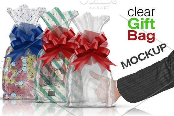 Free Clear Cello Gift Bag Mockup
