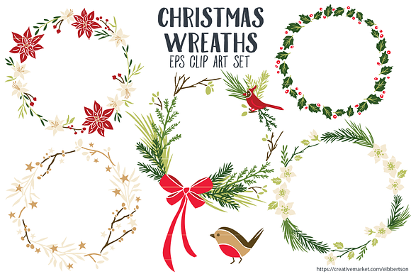 Download Christmas Wreaths Clipart Vector Eps Creative Daddy SVG Cut Files