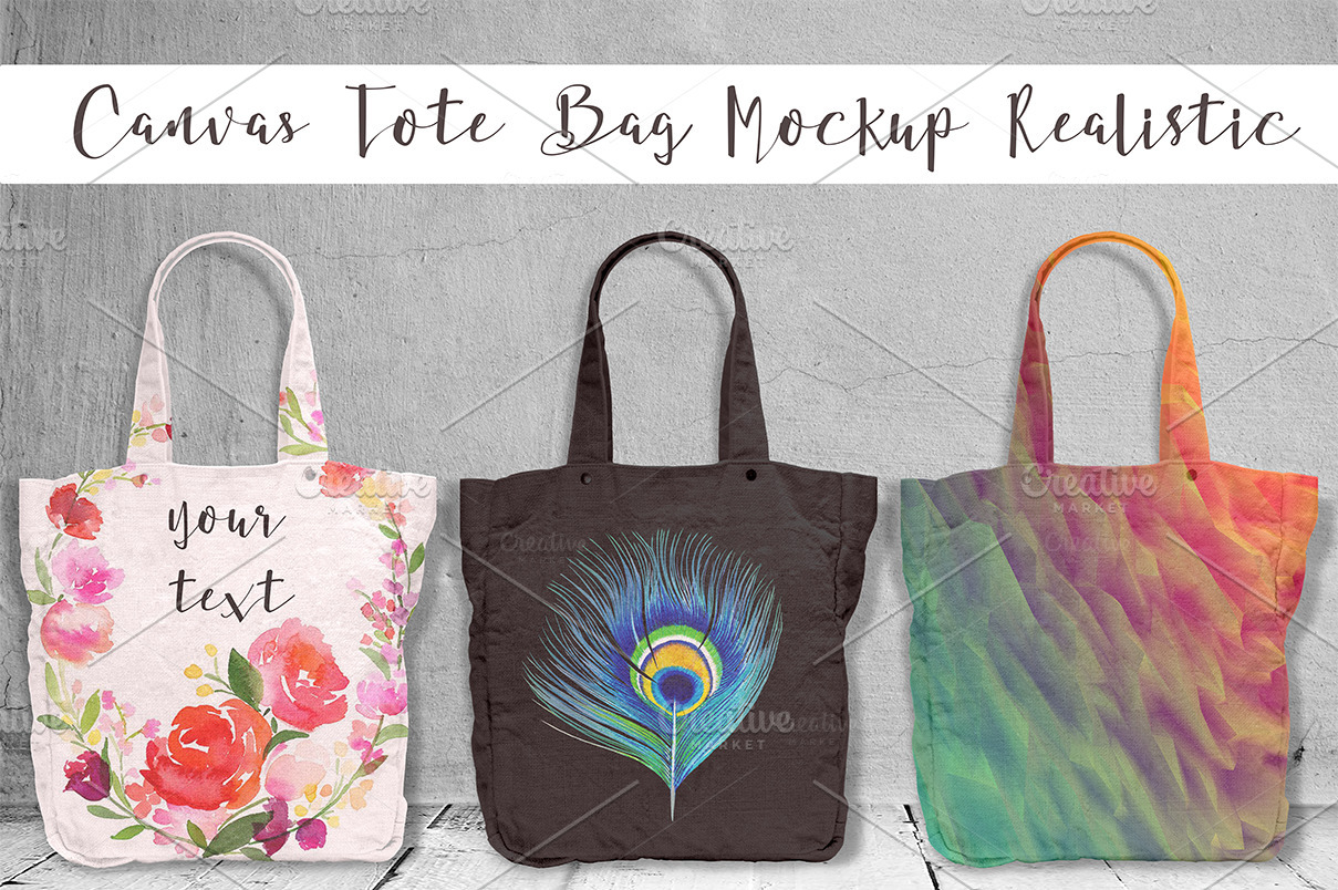 Download Canvas Tote Bag Mockup Realistic ~ Product Mockups ...