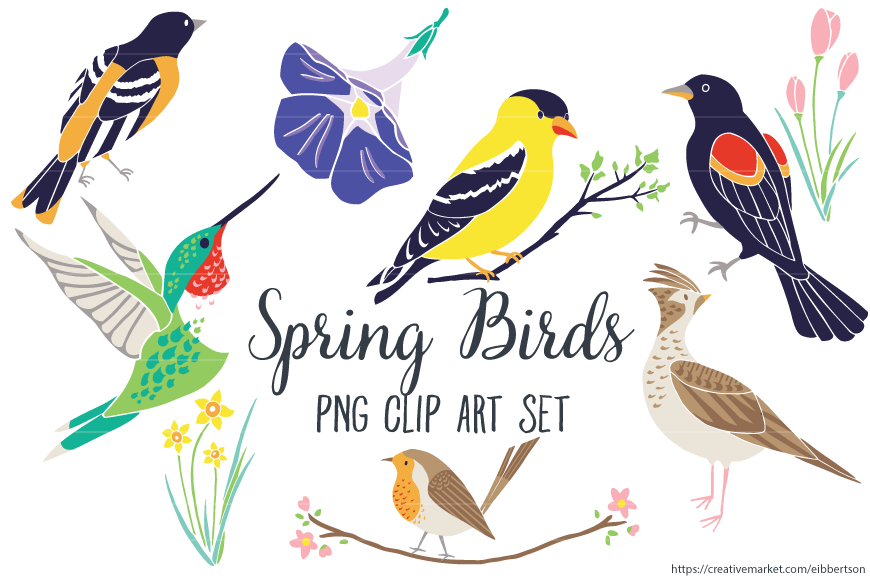 Spring Bird Clip Art Spring Clipart ~ Illustrations ...