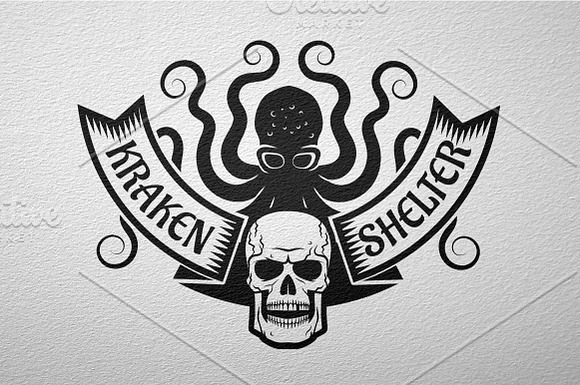 Kraken and skull logo ~ Logo Templates ~ Creative Market