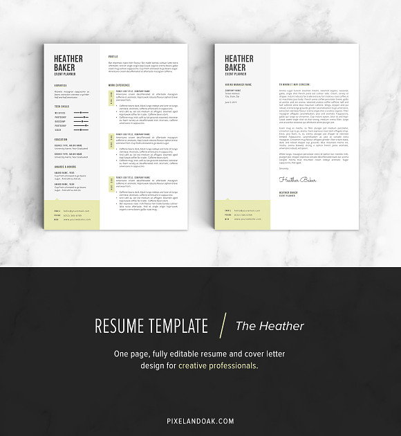 Resume Template | The Heather in Resume Templates - product preview 1