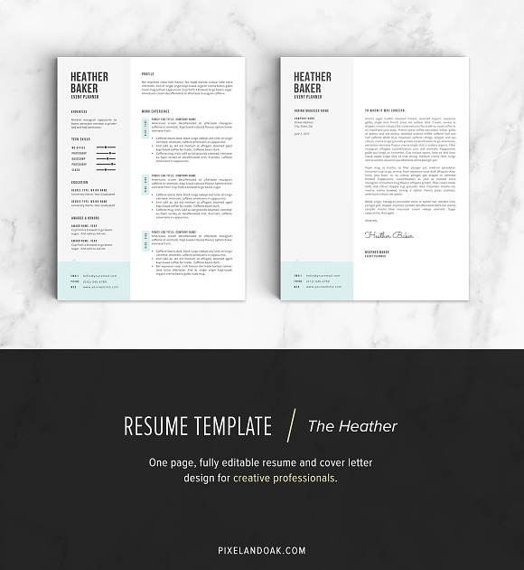 Resume Template | The Heather in Resume Templates - product preview 2